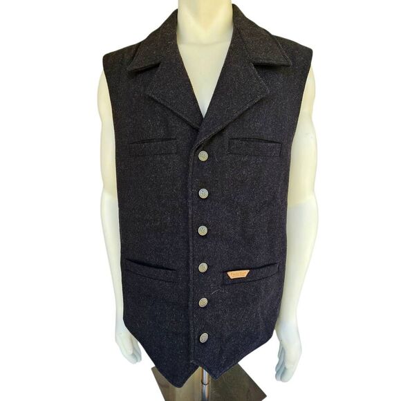 Powder River Outfitters Wool Blend Vest XXL Black Western Button Panhandle Slim - Picture 1 of 10